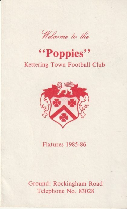 Kettering Town Fixture card 1985-86