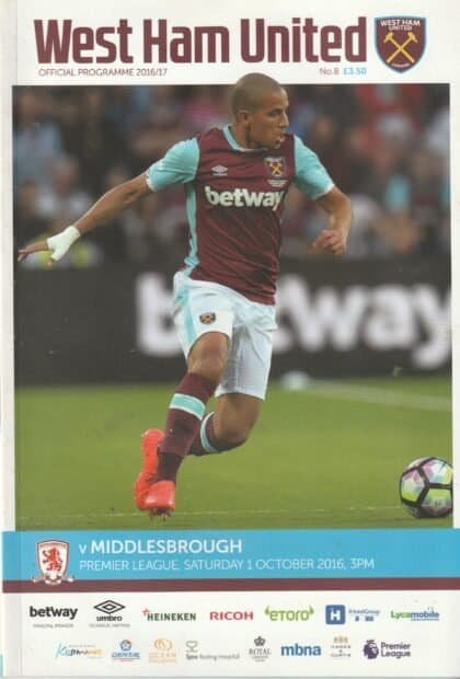 West Ham United v Middlesbrough 01-Oct-2016