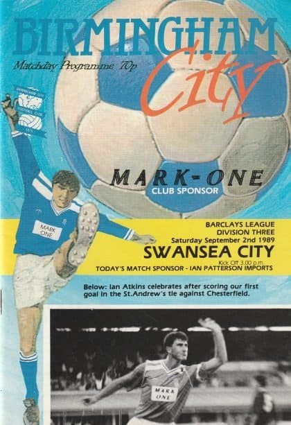 Birmingham City v Swansea City 02-Sep-1989