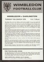 Wimbledon v Darlington 13-Mar-1979
