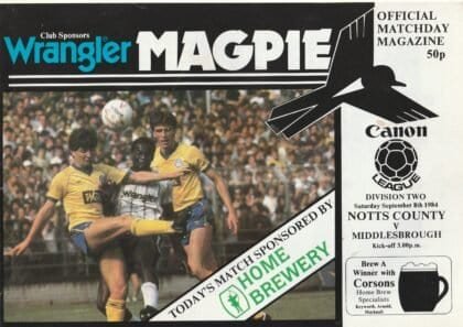 Notts County v Middlesbrough 08-Sep-1984