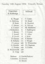 Dagenham & Redbridge v Millwall 16-Aug-1994
