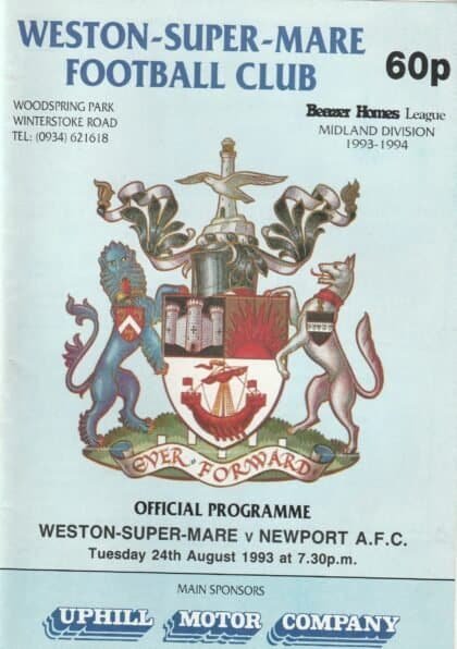 Weston-Super-Mare v Newport AFC  24-Aug-1993