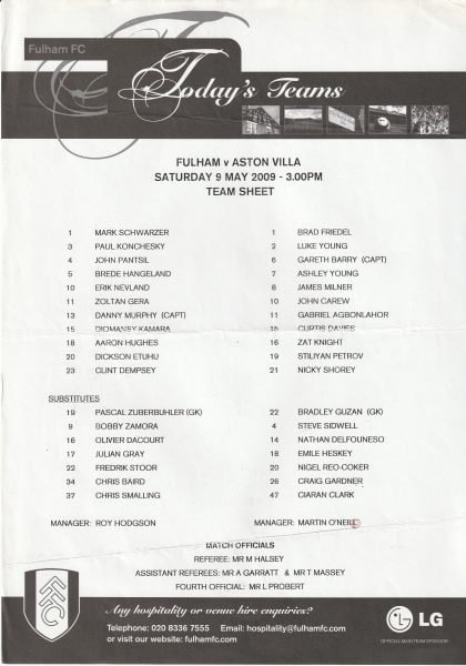 Fulham v Aston Villa 08-May-2009