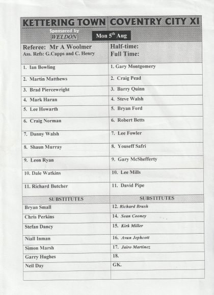 Kettering Town v Coventry City 05-Aug-2002