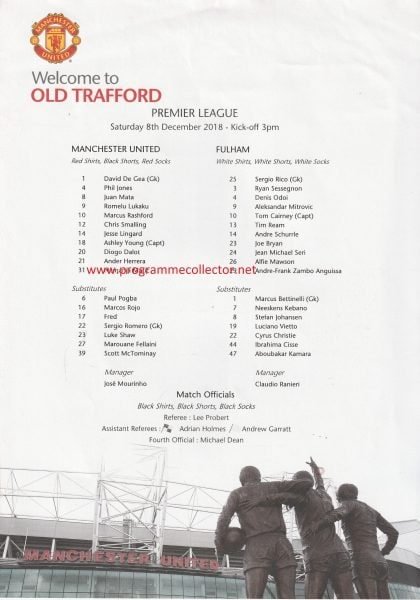 Manchester United v Fulham 08-Dec-2018