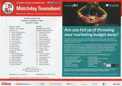 Crawley Town v Walsall 21-Oct-2014