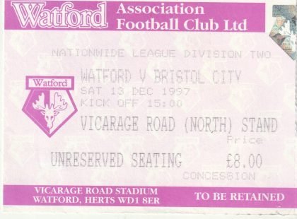Watford v Bristol City 13-Dec-1997