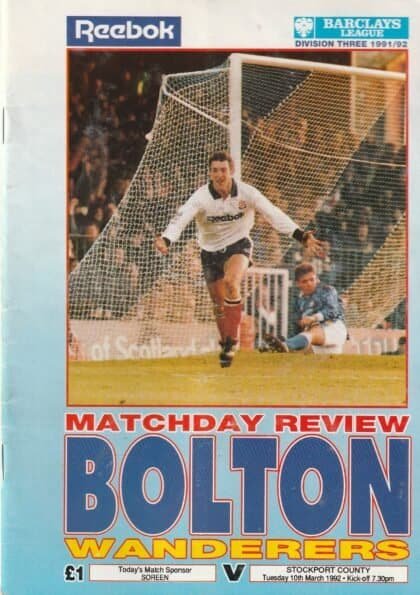 Bolton Wanderers v Stockport County 10-Mar-1992