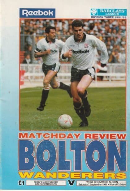 Bolton Wanderers v West Bromwich Albion 07-Sep-1991
