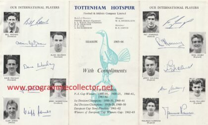 Tottenham Hotspur Player photo/autograph facsimile sheet