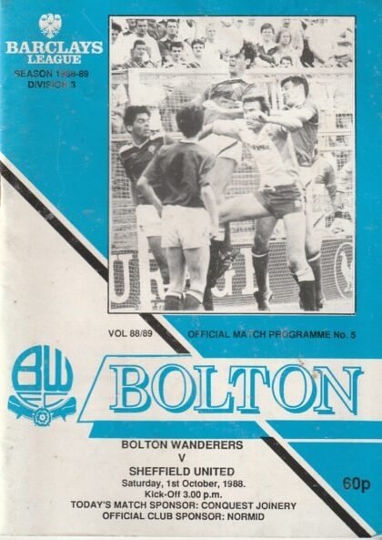 Bolton Wanderers v Sheffield United 01-Oct-1988
