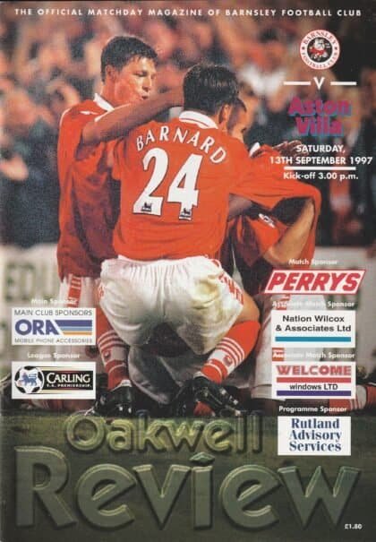 Barnsley v Aston Villa 13-Sep-1997