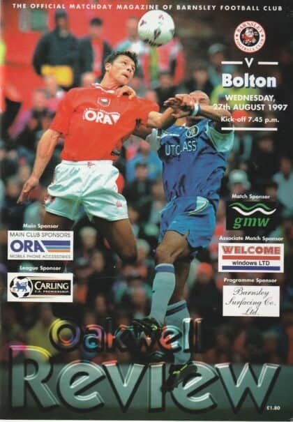 Barnsley v Bolton Wanderers 27-Aug-1997