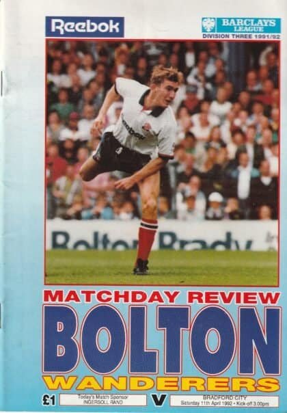 Bolton Wanderers v Bradford City 11-Apr-1992