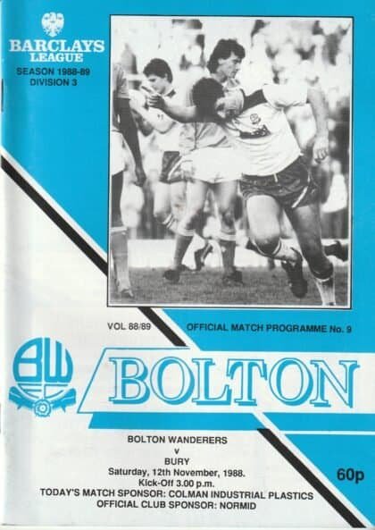Bolton Wanderers v Bury 12-Nov-1988