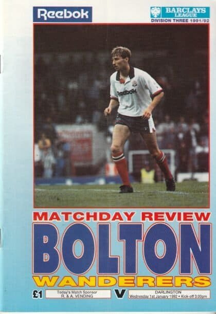 Bolton Wanderers v Darlington 01-Jan-1992