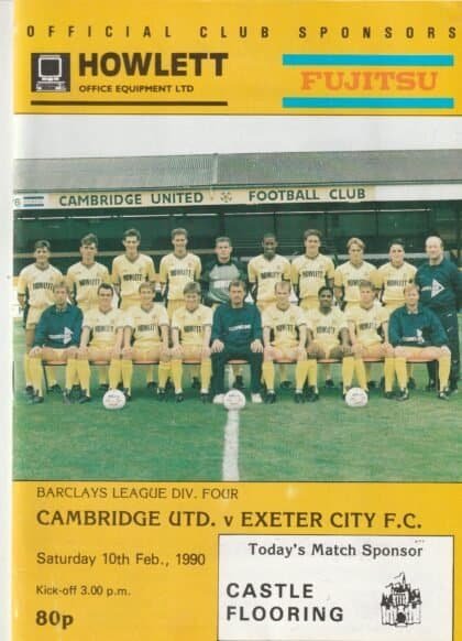 Cambridge United v Exeter City  10-Feb-1990