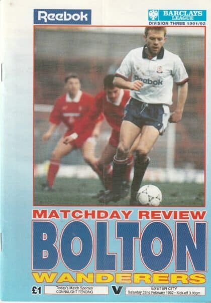 Bolton Wanderers v Exeter City 22-Feb-1992