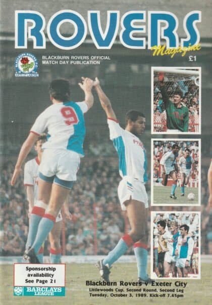 Blackburn Rovers v Exeter City 03-Oct-1989