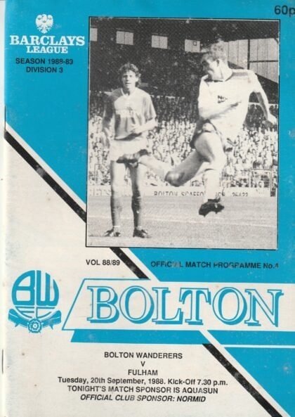 Bolton Wanderers v Fulham 20-Sep-1988