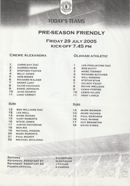 Crewe Alexandra v Oldham Athletic 29-Jul-2005