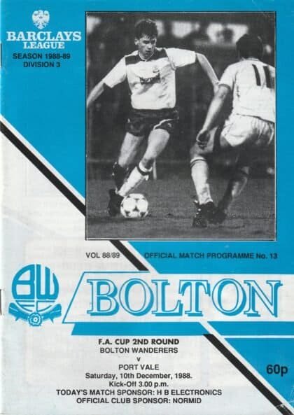 Bolton Wanderers v Port Vale 10-Dec-1988