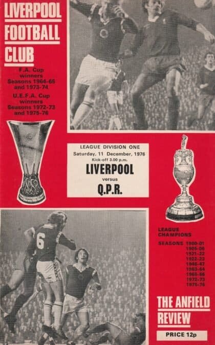 Liverpool v Queens Park Rangers 11-Dec-1976