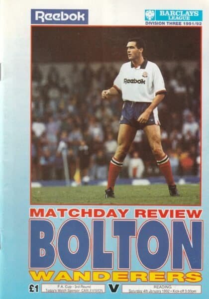 Bolton Wanderers v Reading 04-Jan-1992