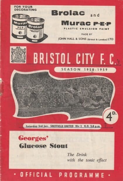 Bristol City v Sheffield United 03-Jan-1959