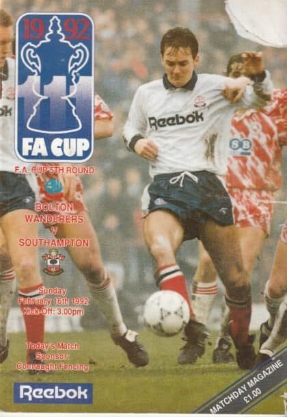 Bolton Wanderers v Southampton 16-Feb-1992