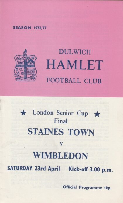 Staines Town v Wimbledon   23-Apr-1977