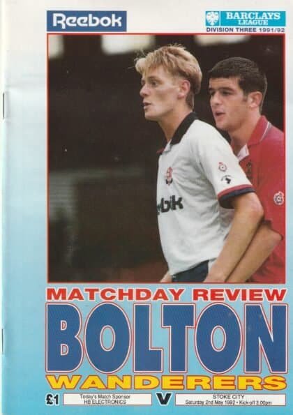 Bolton Wanderers v Stoke City 02-May-1992