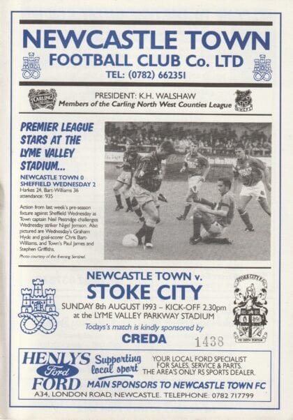 Newcastle Town v Stoke City 08-Aug-1993