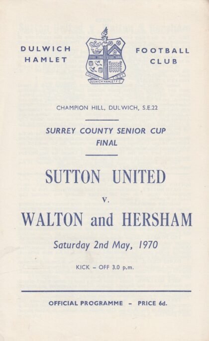 Sutton United v Walton & Hersham 02-May-1970