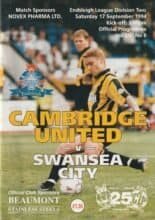 Cambridge United v Swansea City 17-Sep-1994