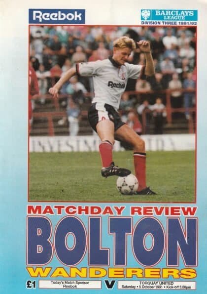 Bolton Wanderers v Torquay United 05-Oct-1991