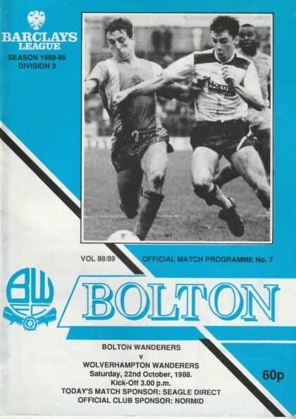 Bolton Wanderers v Wolverhampton Wanderers 22-Oct-1988