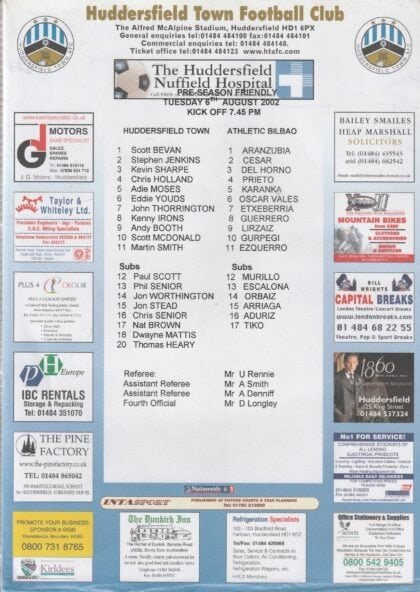 Huddersfield Town v Athletic Bilbao 06-Aug-2002