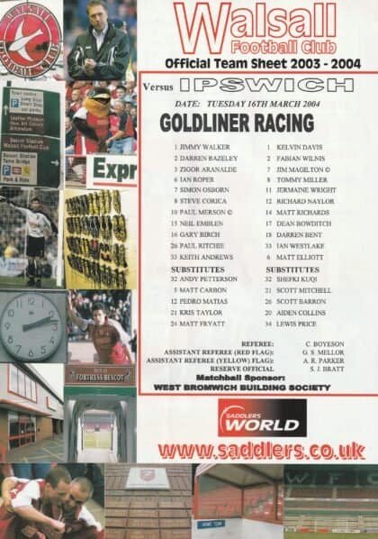 Walsall v Ipswich Town 16-Mar-2004