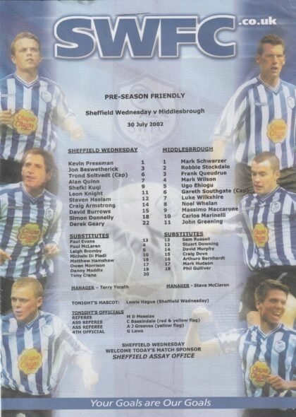 Sheffield Wednesday v Middlesbrough  30-Jul-2002