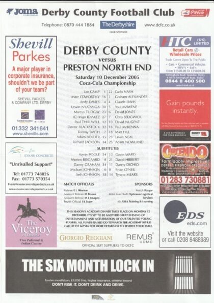 Derby County v Preston North End 10-Dec-2005