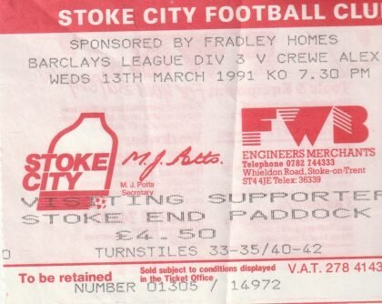 Stoke City v Crewe Alexandra 13-Mar-1991