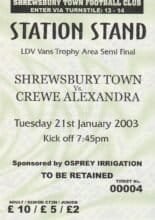 Shrewsbury Town v Crewe Alexandra 21-Jan-2003