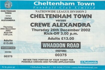 Cheltenham Town v Crewe Alexandra 26-Dec-2002