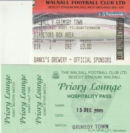 Walsall v Grimsby Town   15-Dec-2001