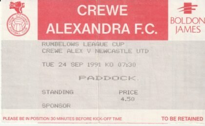 Crewe Alexandra v Newcastle United 24-Sep-1991
