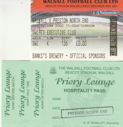 Walsall v Preston North End 12-Jan-2002