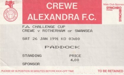 Crewe Alexandra v Rotherham United 26-Jan-1991