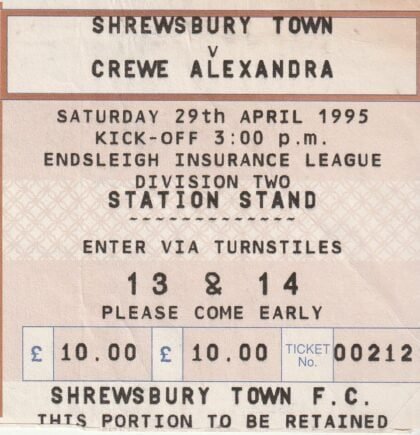 Shrewsbury Town v Crewe Alexandra 29-Apr-1995